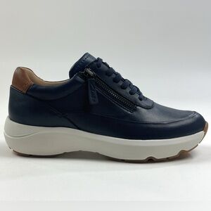 Clarks Tivoli Zip Leather Womens Navy Blue White Shoes Sneakers Comfort 26176649